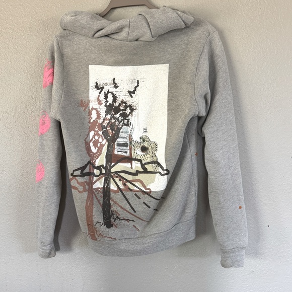 Artisan hand printed zipped hoodie in gray S - Picture 2 of 3